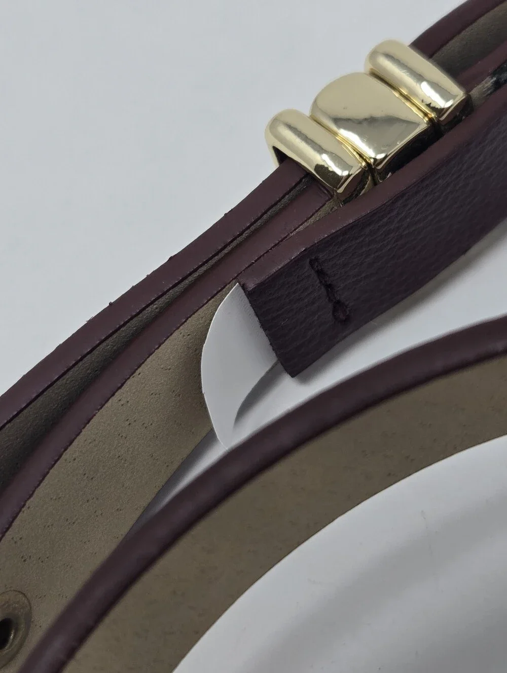 STEVE MADDEN MAROON OXBLOOD SKINNY BELT GOLD HARDWARE WOMEN OS DARK ACADEMIA